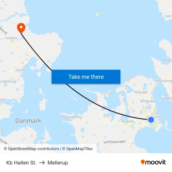 Kb Hallen St. to Mellerup map