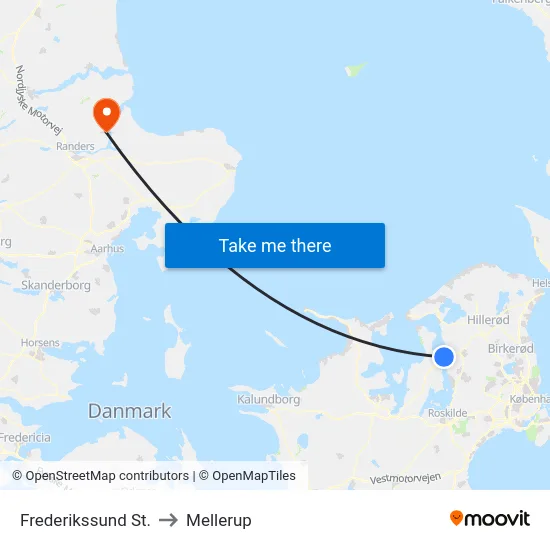 Frederikssund St. to Mellerup map