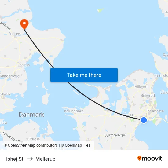 Ishøj St. to Mellerup map