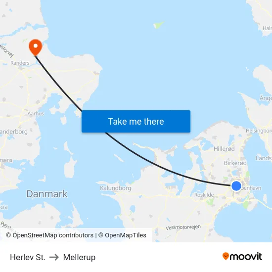 Herlev St. to Mellerup map