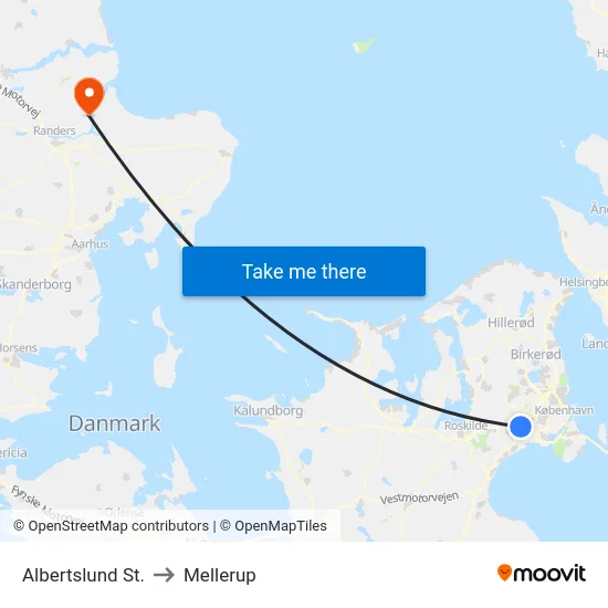 Albertslund St. to Mellerup map