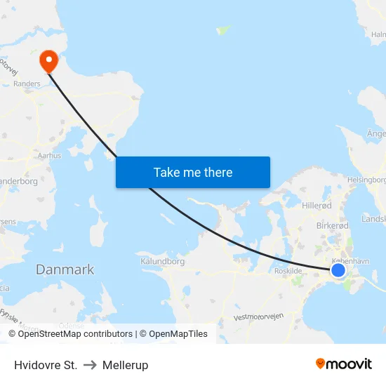 Hvidovre St. to Mellerup map