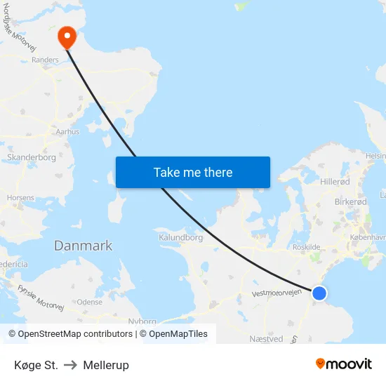 Køge St. to Mellerup map