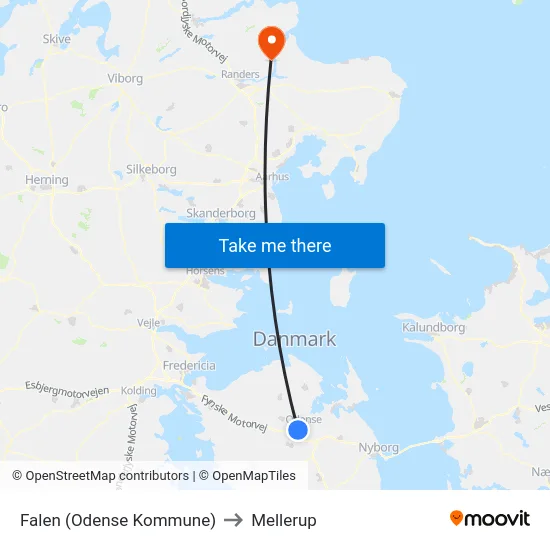 Falen (Odense Kommune) to Mellerup map