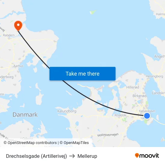 Drechselsgade (Artillerivej) to Mellerup map