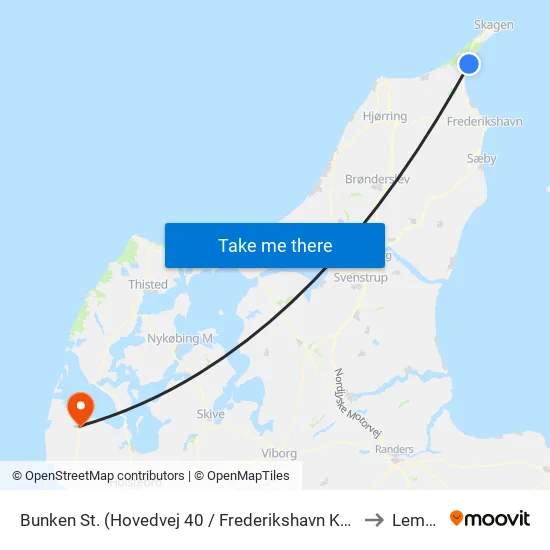 Bunken St. (Hovedvej 40 / Frederikshavn Komm.) to Lemvig map