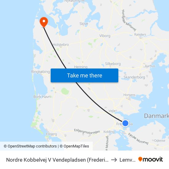 Nordre Kobbelvej V Vendepladsen (Fredericia) to Lemvig map