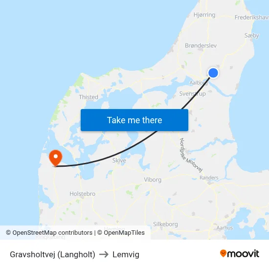 Gravsholtvej (Langholt) to Lemvig map