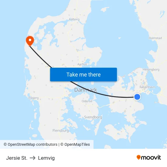 Jersie St. to Lemvig map