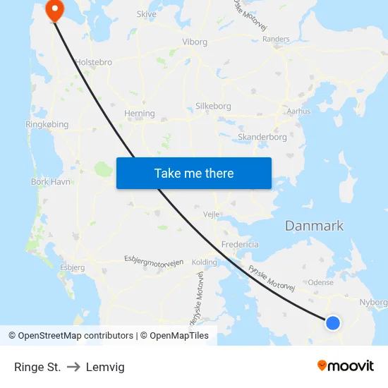 Ringe St. to Lemvig map