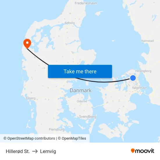 Hillerød St. to Lemvig map