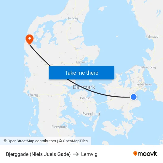 Bjerggade (Niels Juels Gade) to Lemvig map
