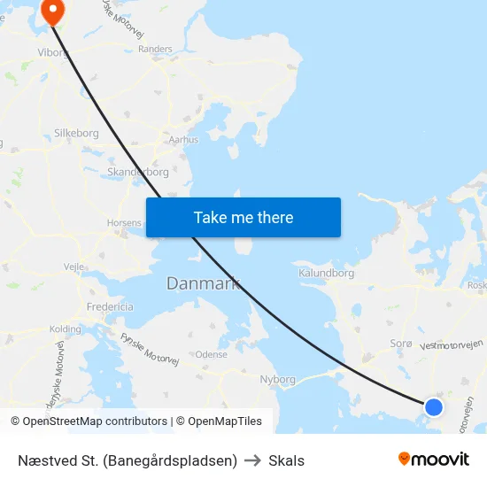 Næstved St. (Banegårdspladsen) to Skals map