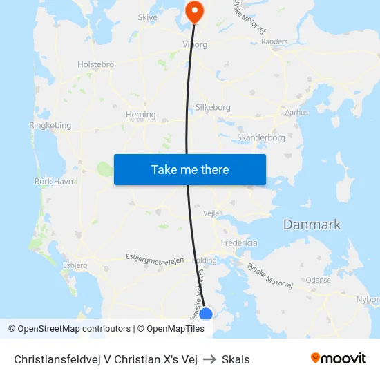 Christiansfeldvej V Christian X's Vej to Skals map
