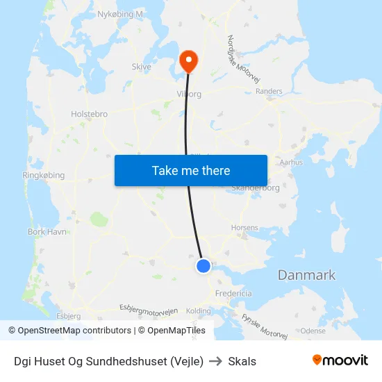 Dgi Huset Og Sundhedshuset (Vejle) to Skals map