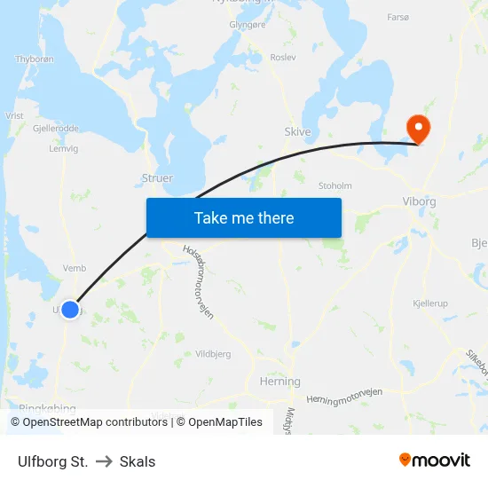 Ulfborg St. to Skals map
