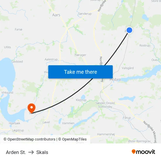 Arden St. to Skals map