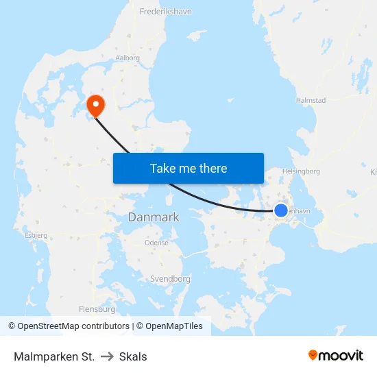 Malmparken St. to Skals map