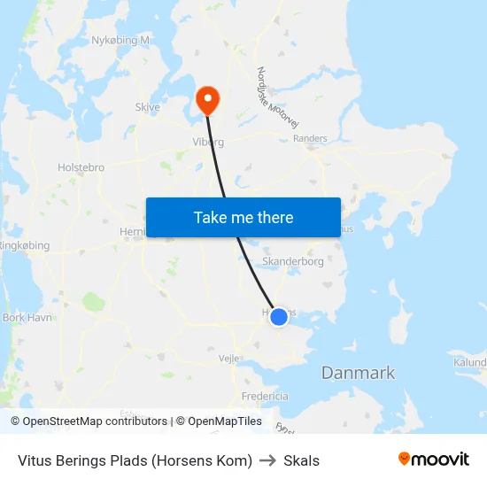 Vitus Berings Plads (Horsens Kom) to Skals map