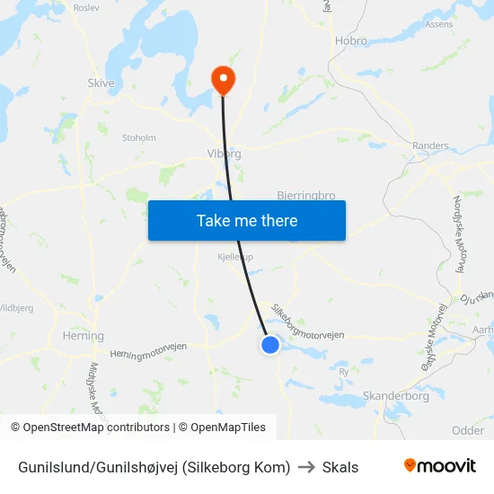 Gunilslund/Gunilshøjvej (Silkeborg Kom) to Skals map