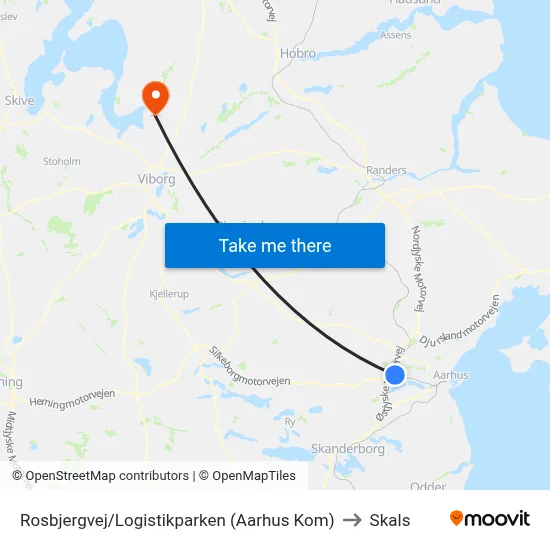 Rosbjergvej/Logistikparken (Aarhus Kom) to Skals map