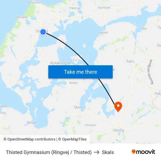 Thisted Gymnasium (Ringvej / Thisted) to Skals map
