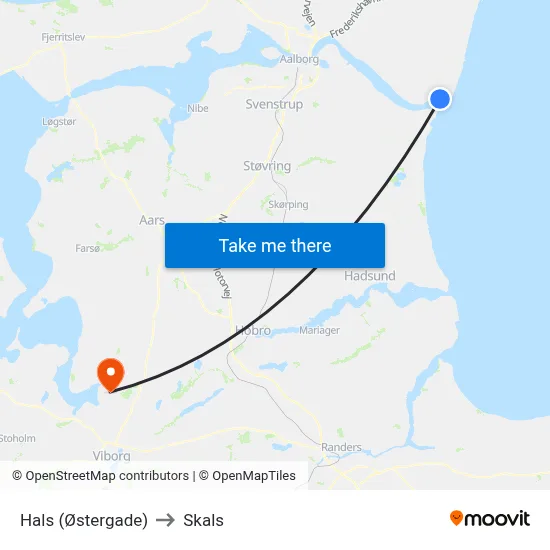 Hals (Østergade) to Skals map