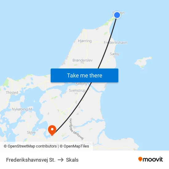 Frederikshavnsvej St. to Skals map