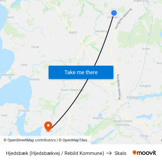Hjedsbæk (Hjedsbækvej / Rebild Kommune) to Skals map