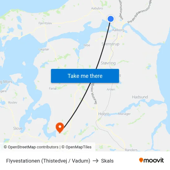 Flyvestationen (Thistedvej / Vadum) to Skals map