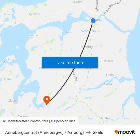 Annebergcentret (Annebergvej / Aalborg) to Skals map