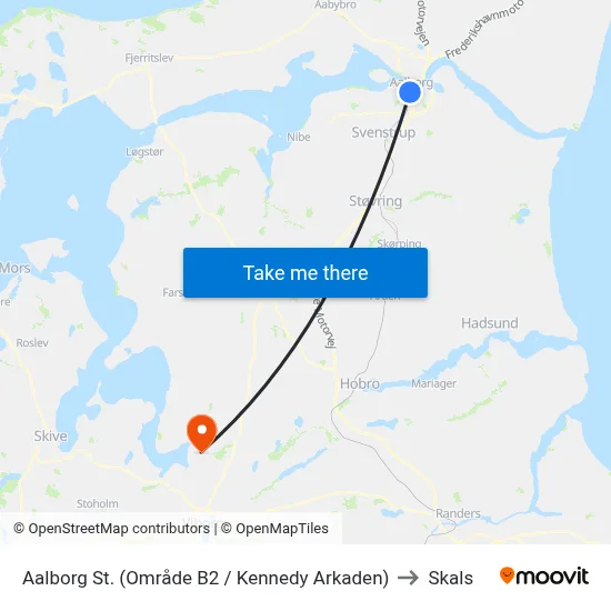 Aalborg St. (Område B2 / Kennedy Arkaden) to Skals map