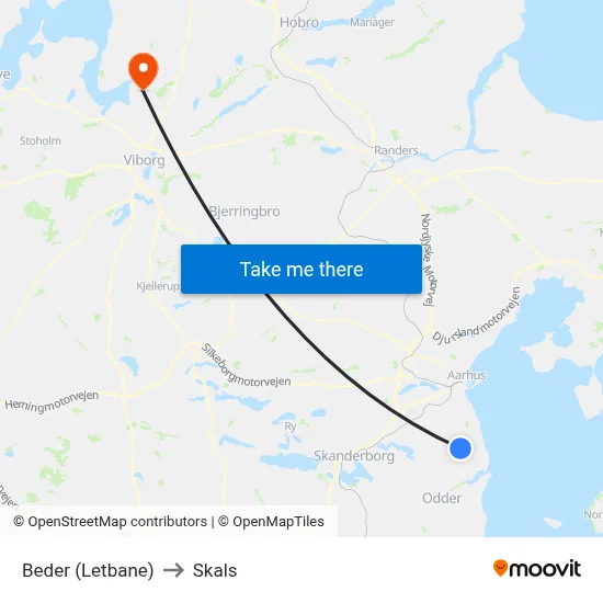 Beder (Letbane) to Skals map