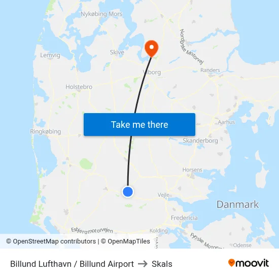 Billund Lufthavn / Billund Airport to Skals map