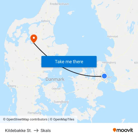 Kildebakke St. to Skals map