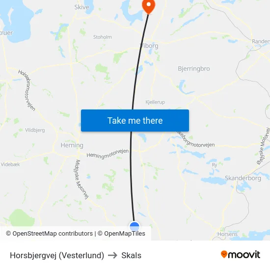 Horsbjergvej (Vesterlund) to Skals map