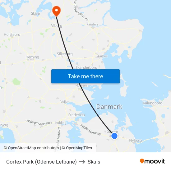 Cortex Park (Odense Letbane) to Skals map