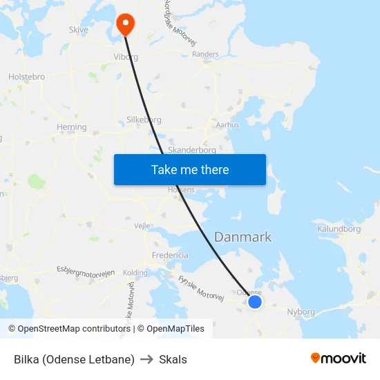Bilka (Odense Letbane) to Skals map