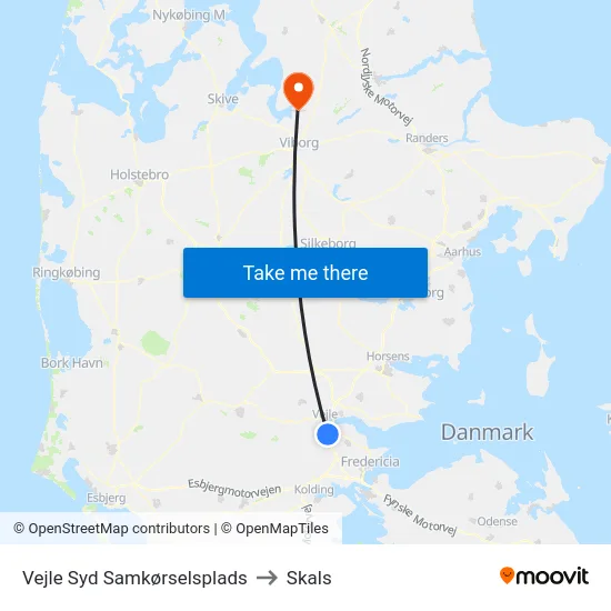 Vejle Syd Samkørselsplads to Skals map