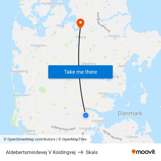 Aldebertsmindevej V Koldingvej to Skals map