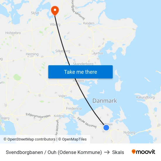 Svendborgbanen / Ouh (Odense Kommune) to Skals map