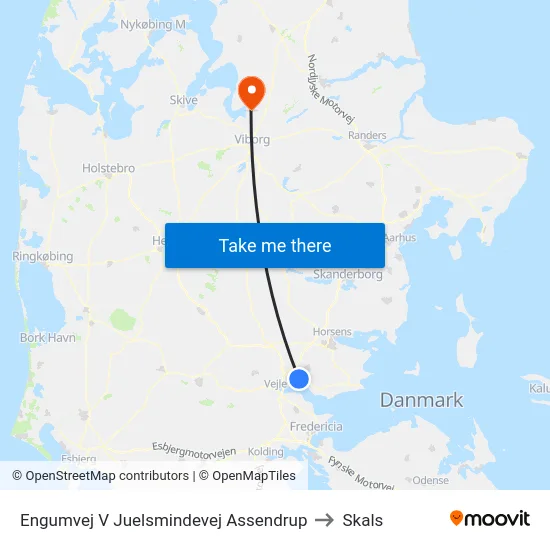 Engumvej V Juelsmindevej Assendrup to Skals map