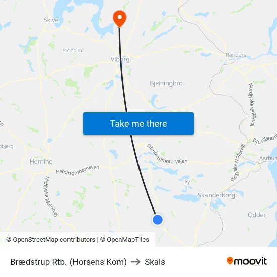 Brædstrup Rtb. (Horsens Kom) to Skals map