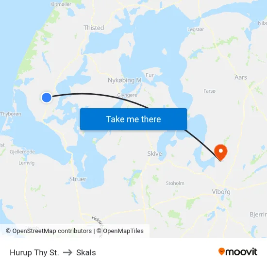 Hurup Thy St. to Skals map
