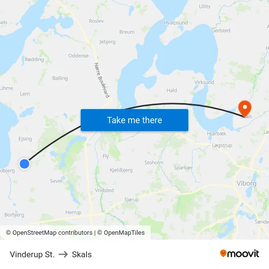Vinderup St. to Skals map