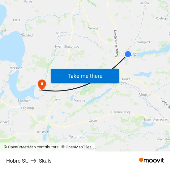 Hobro St. to Skals map