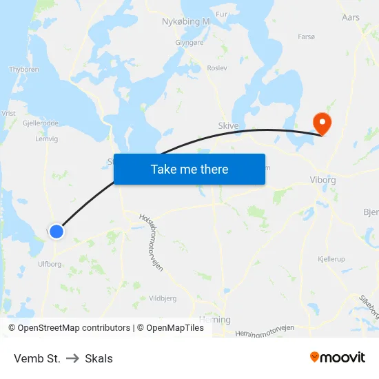 Vemb St. to Skals map