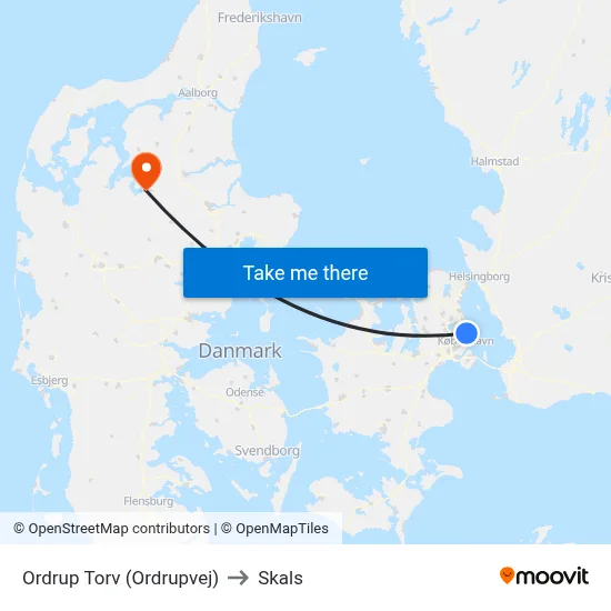 Ordrup Torv (Ordrupvej) to Skals map