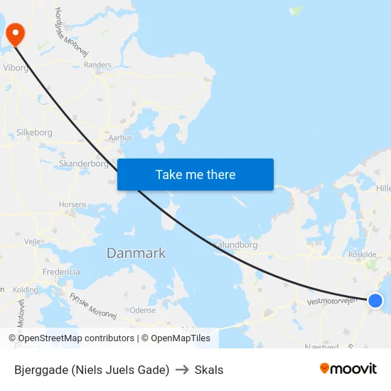 Bjerggade (Niels Juels Gade) to Skals map