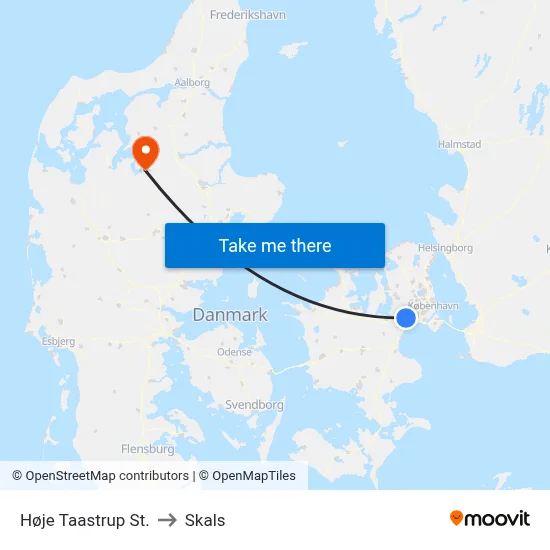 Høje Taastrup St. to Skals map